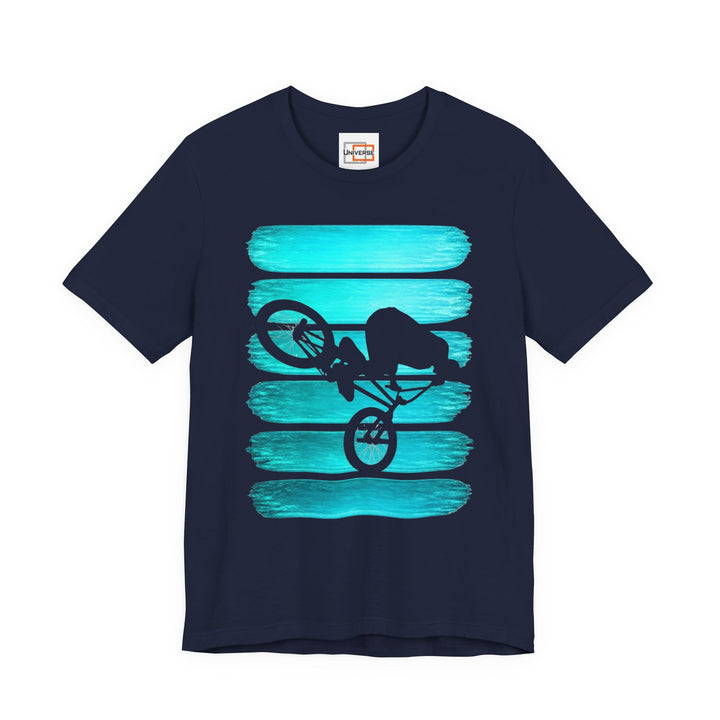 Vintage BMX Teal Stripes — Unisex Graphic Tee | Universe