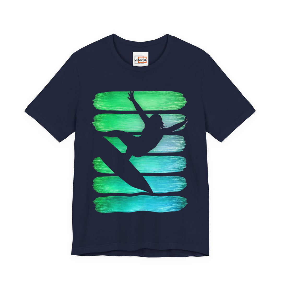 Vintage Surfer Girl Stripes — Unisex Graphic Tee | Universe