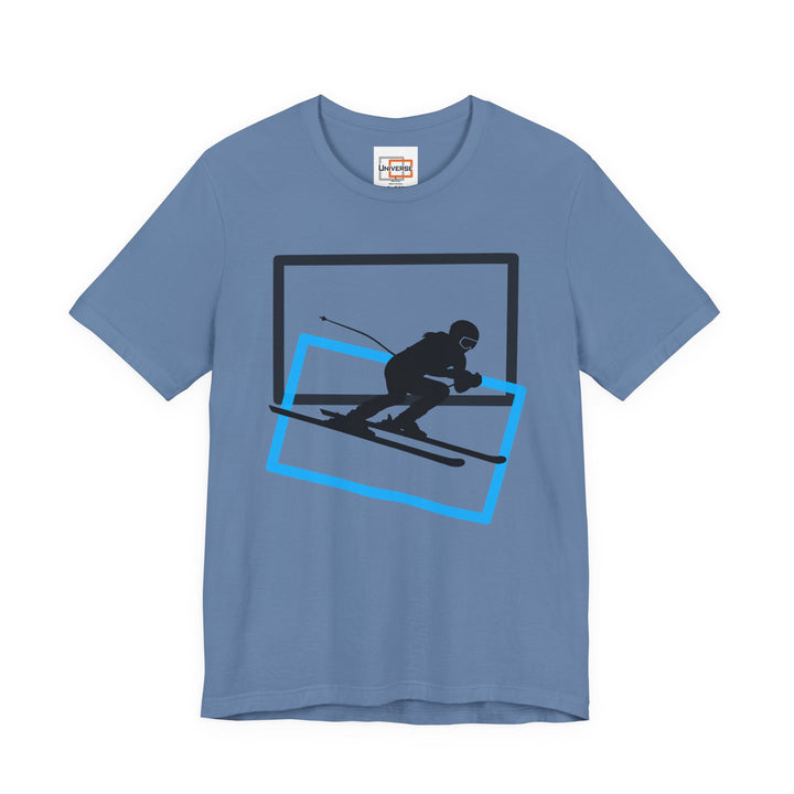 Minimal Downhill Skier Light— Unisex Graphic Tee | Universe