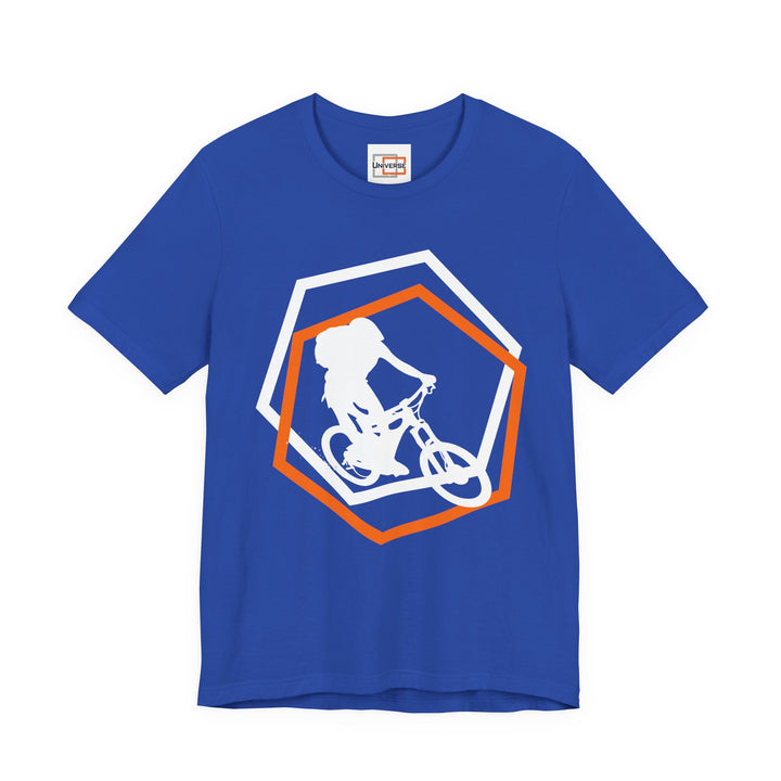 Minimal Mountain Biker Dark— Unisex Graphic Tee | Universe