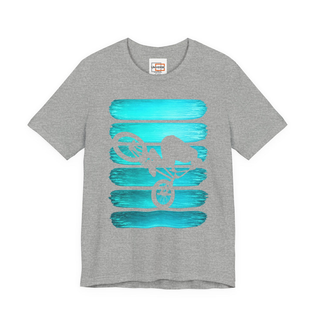 Vintage BMX Teal Stripes — Unisex Graphic Tee | Universe