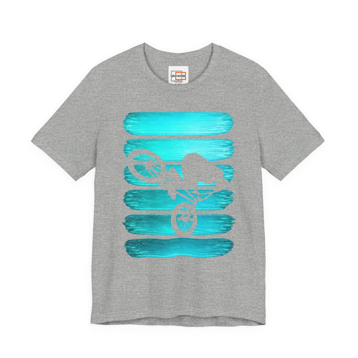 Vintage BMX Teal Stripes — Unisex Graphic Tee | Universe