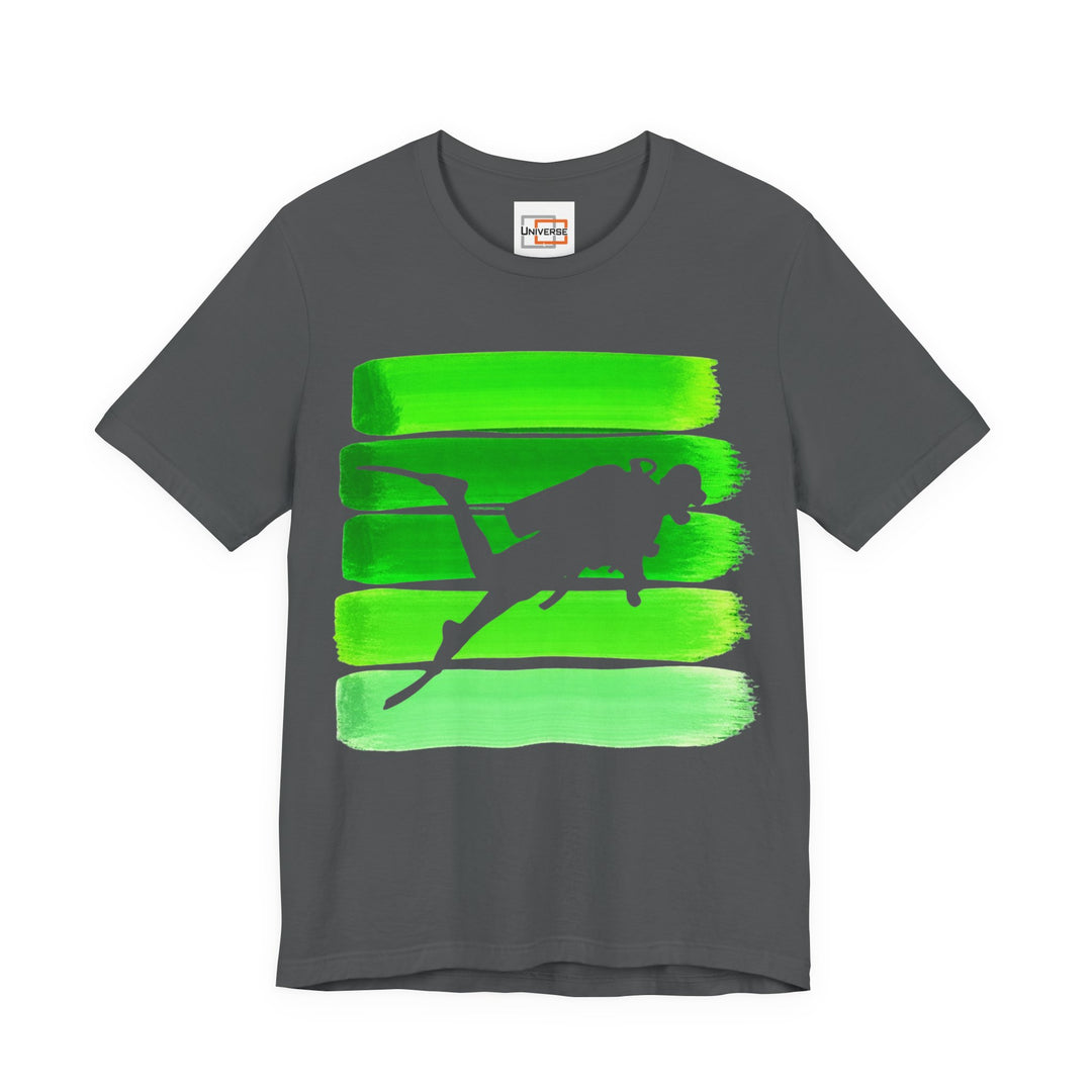 Vintage Scuba Diver Green Stripes — Unisex Graphic Tee | Universe