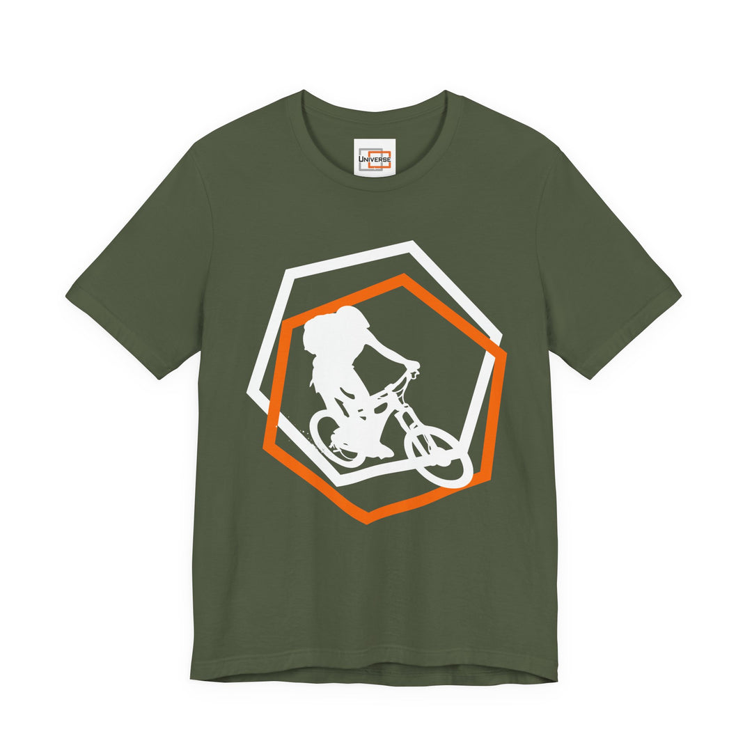Minimal Mountain Biker Dark— Unisex Graphic Tee | Universe