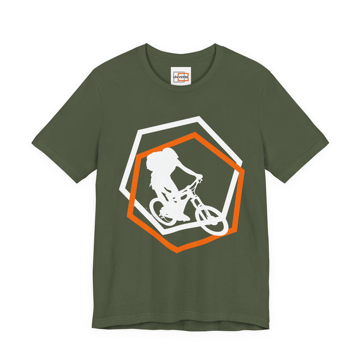 Minimal Mountain Biker Dark— Unisex Graphic Tee | Universe