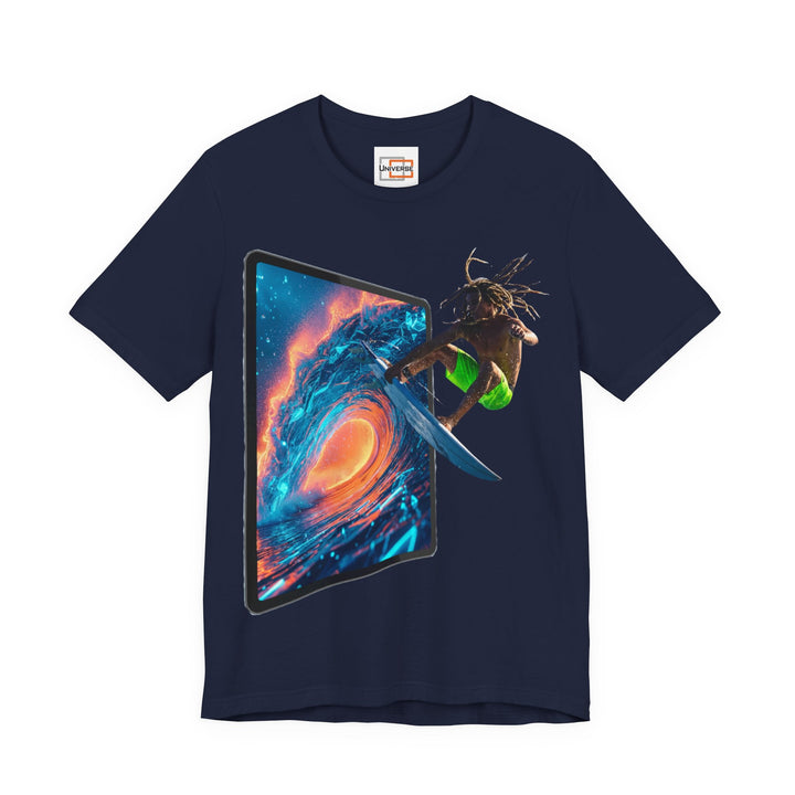 Fire Wave Surfer Portal— Unisex Graphic Tee | Universe