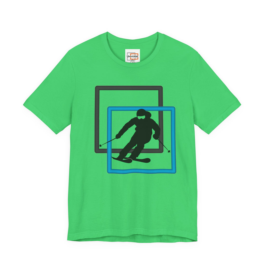 Minimal Downhill Skier Light— Unisex Graphic Tee | Universe