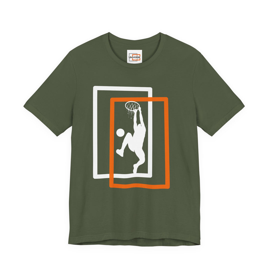 Minimal Basketball Dunk Dark — Unisex Graphic Tee | Universe