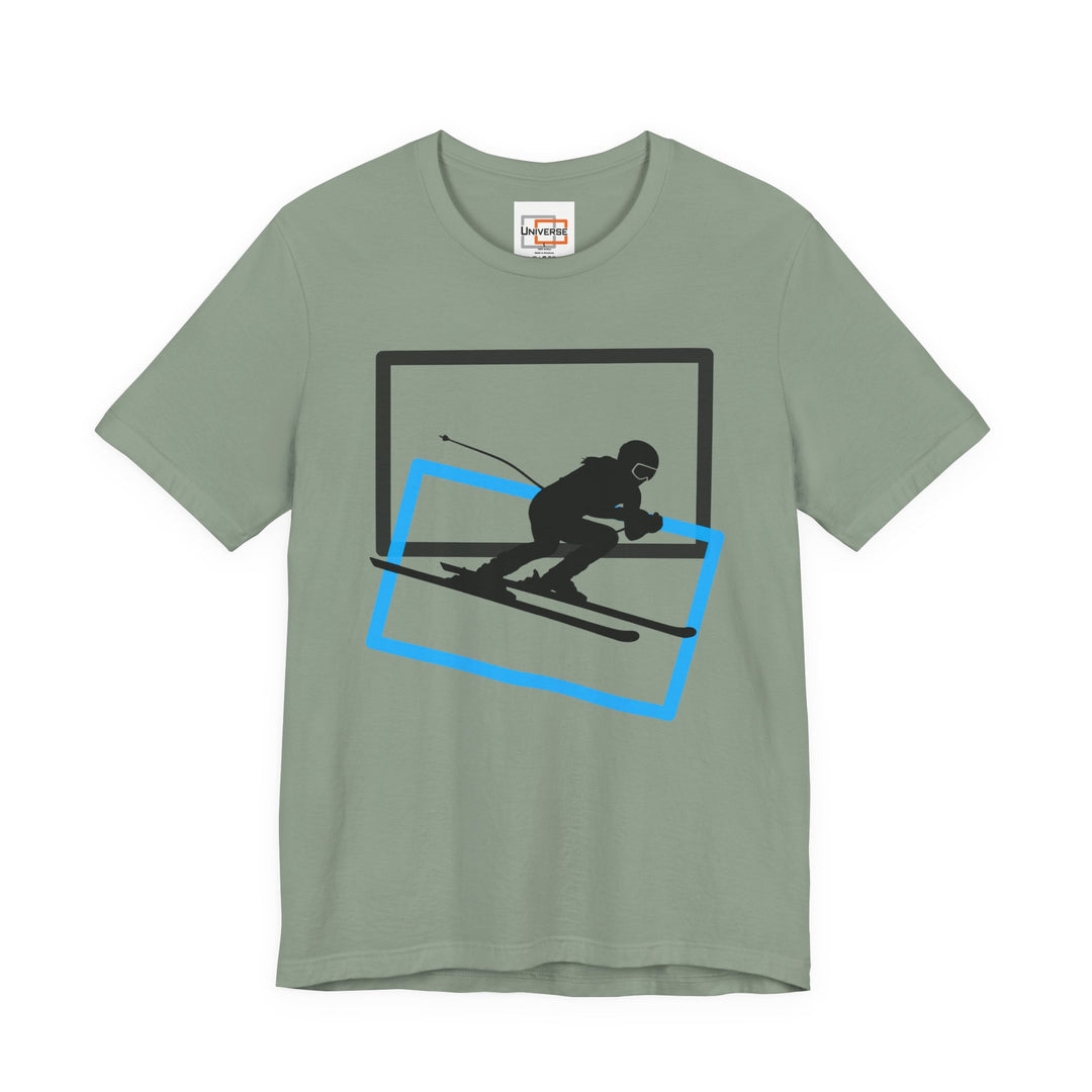 Minimal Downhill Skier Light— Unisex Graphic Tee | Universe