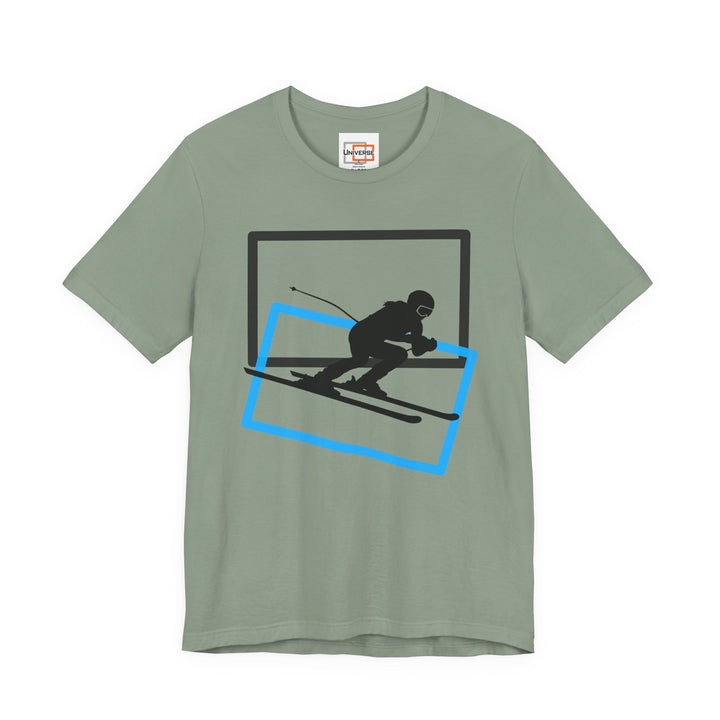 Minimal Downhill Skier Light— Unisex Graphic Tee | Universe