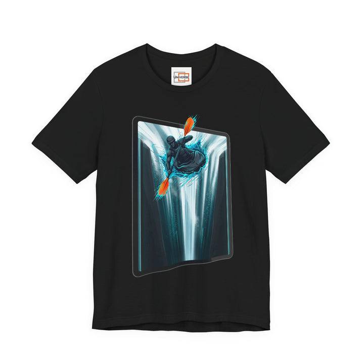 Kayak Waterfall Portal — Unisex Graphic Tee | Universe