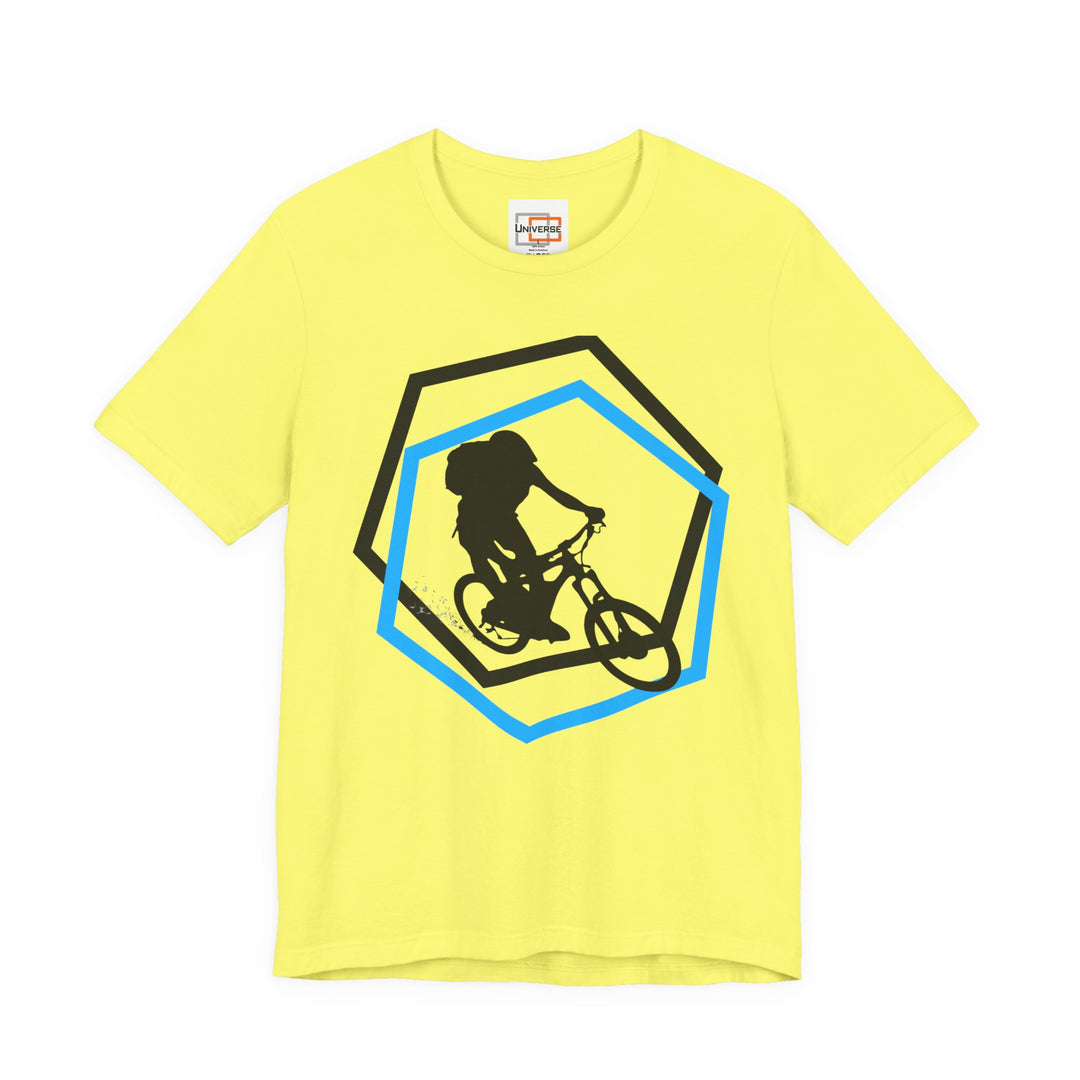Minimal Mountain Biker Light — Unisex Graphic Tee | Universe