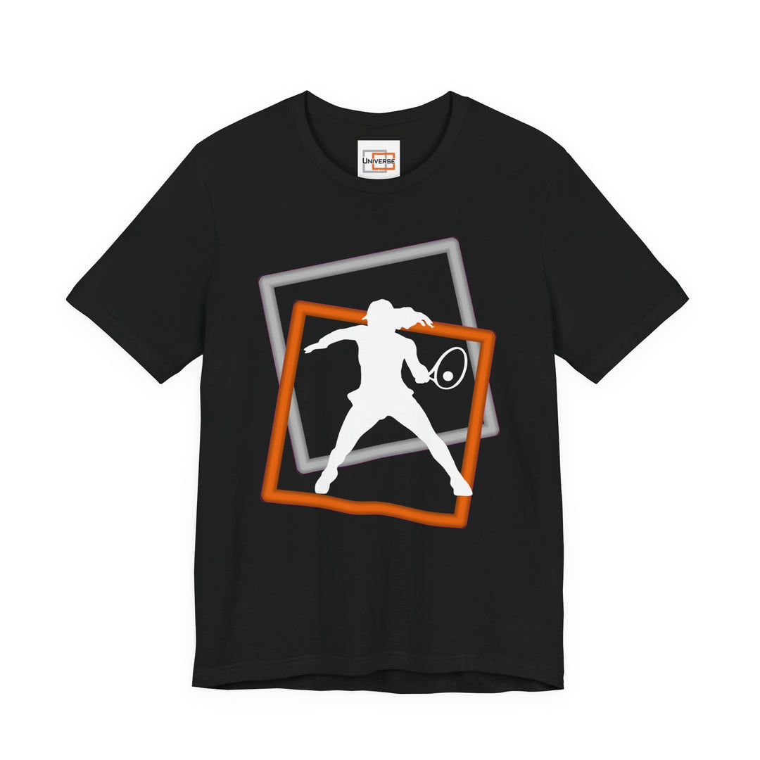 Minimal Tennis Woman Dark — Unisex Graphic Tee | Universe