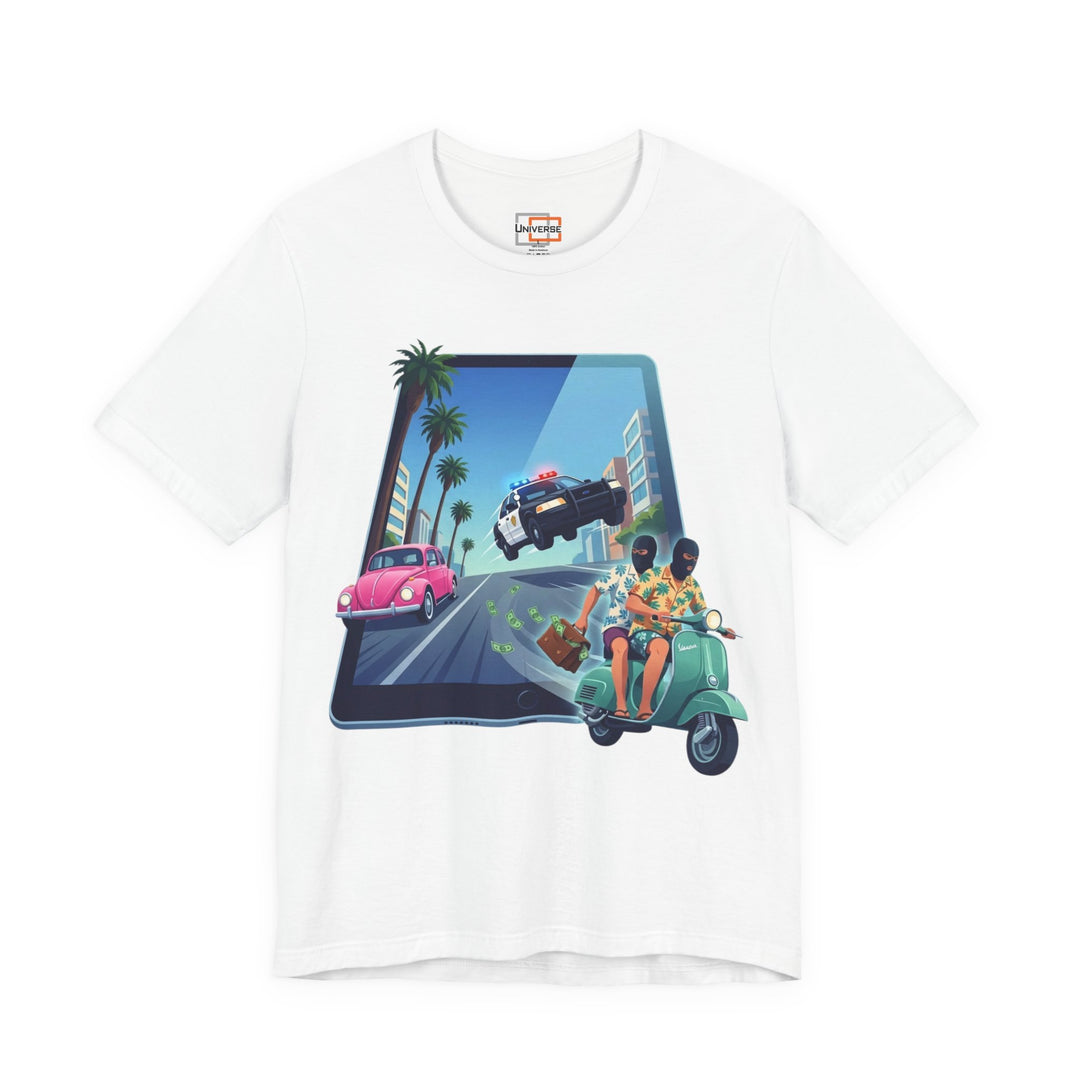 Vespa Heist Portal — Unisex Graphic Tee | Universe