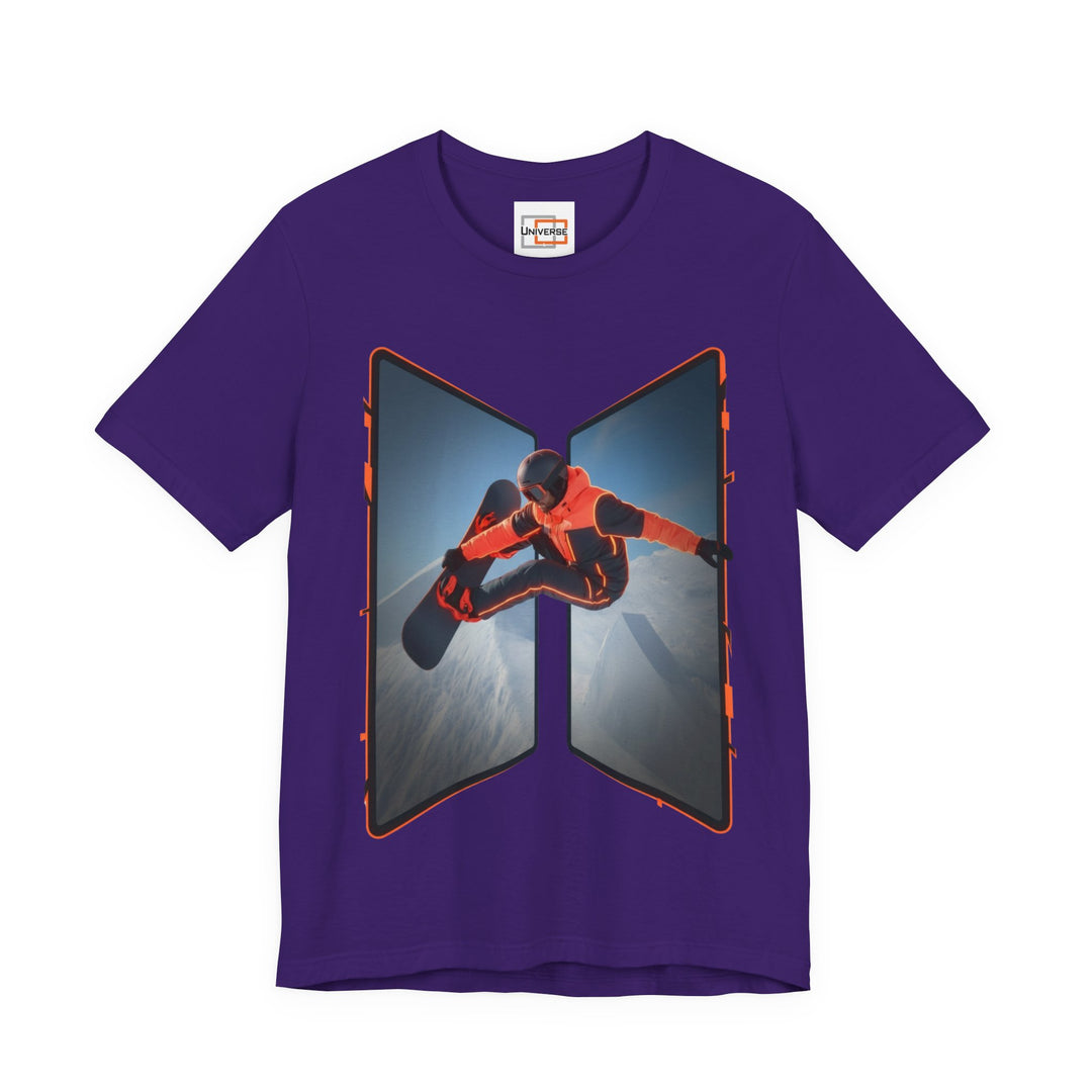 Neon Snowboarder Z-Fold Portal— Unisex Graphic Tee | Universe