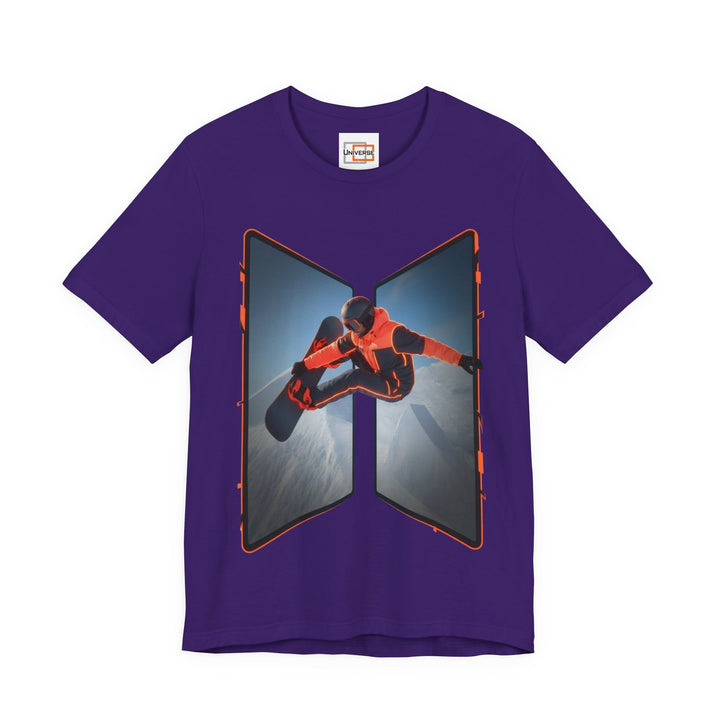 Neon Snowboarder Z-Fold Portal— Unisex Graphic Tee | Universe