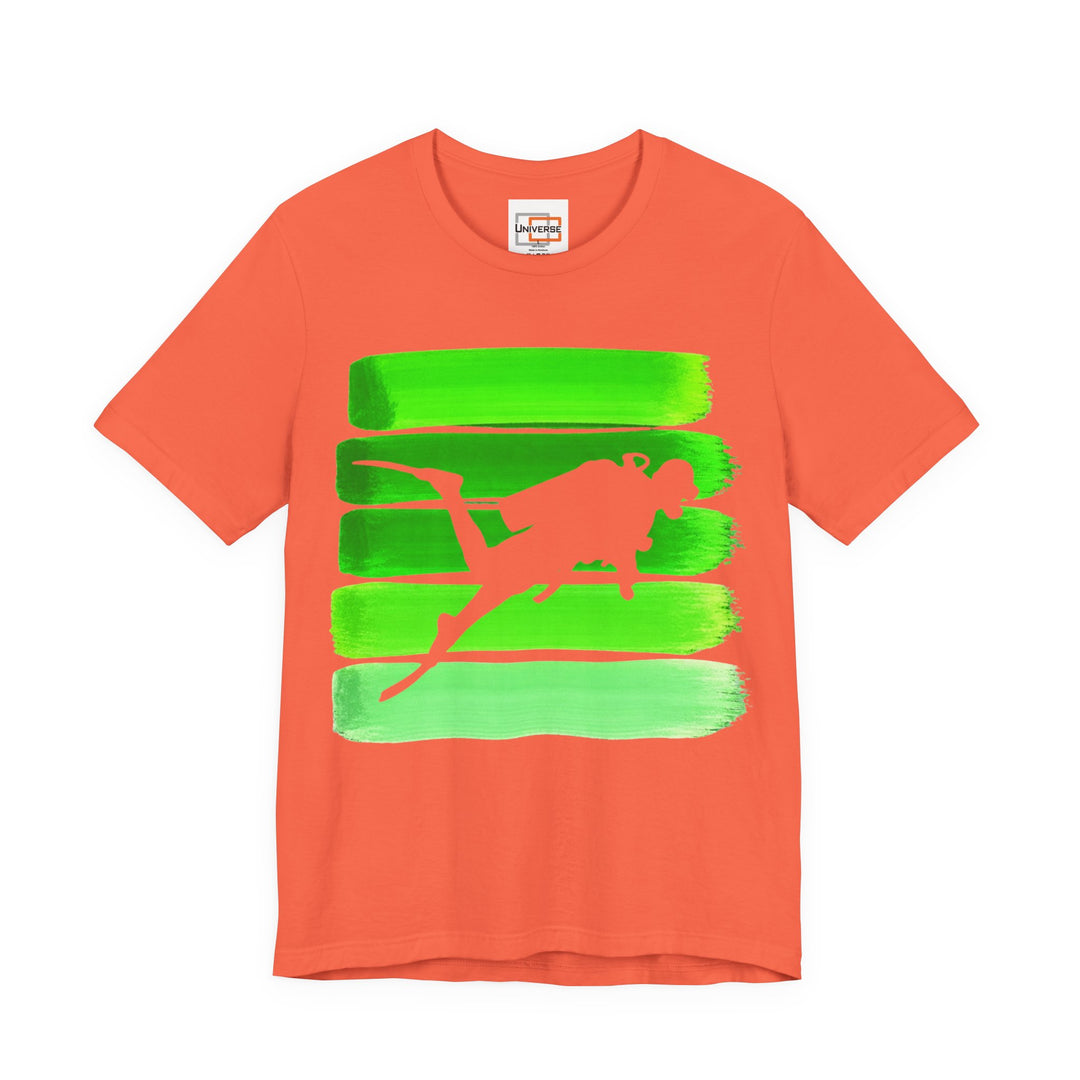 Vintage Scuba Diver Green Stripes — Unisex Graphic Tee | Universe