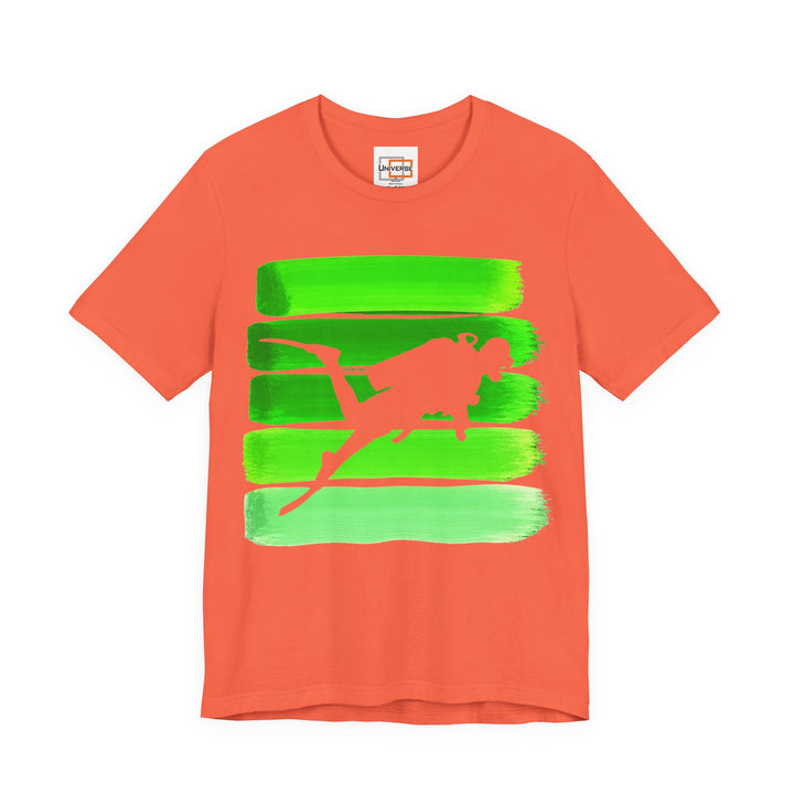 Vintage Scuba Diver Green Stripes — Unisex Graphic Tee | Universe