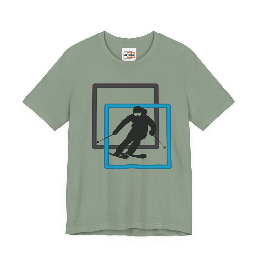 Minimal Downhill Skier Light— Unisex Graphic Tee | Universe