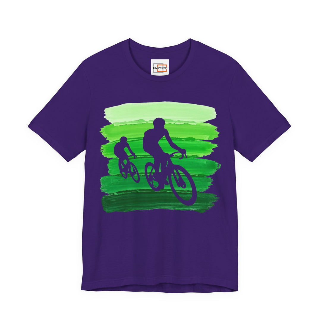 Vintage Cyclists Green Stripes — Unisex Graphic Tee | Universe
