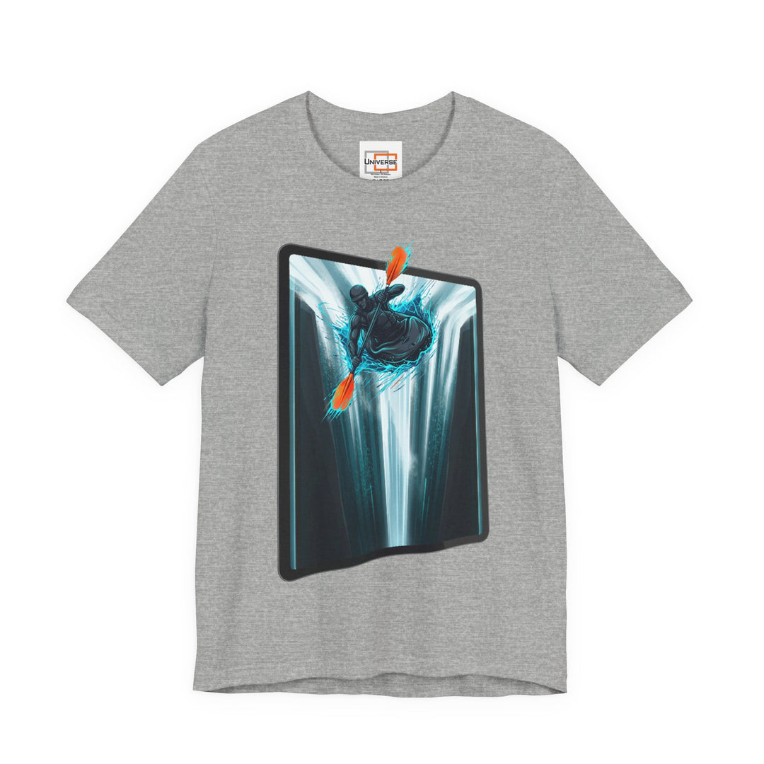 Kayak Waterfall Portal — Unisex Graphic Tee | Universe