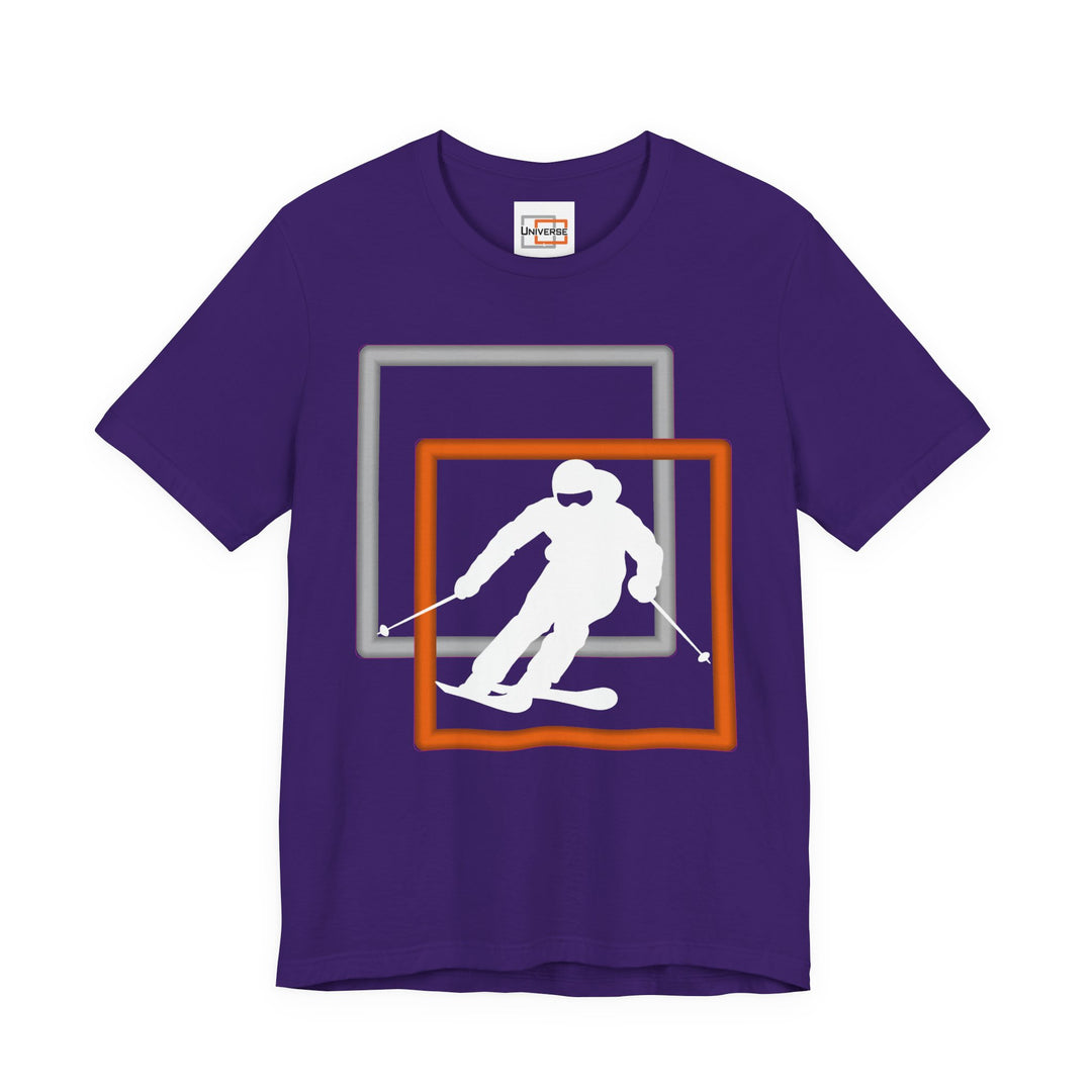 Minimal Downhill Skier Dark — Unisex Graphic Tee | Universe