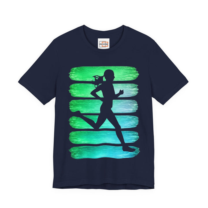 Vintage Runner Green Teal Stripes — Unisex Graphic Tee | Universe