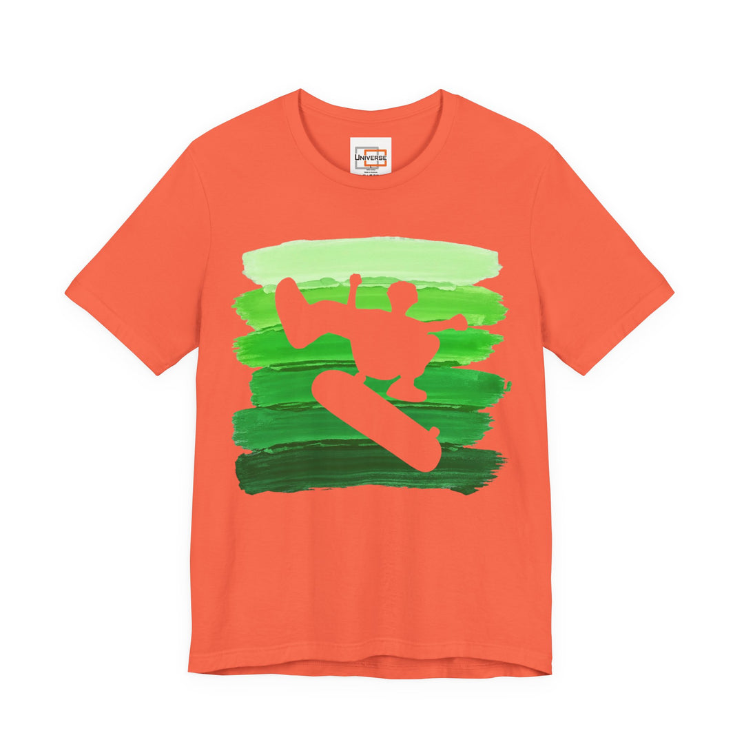 Vintage Skateboarder Green Stripes — Unisex Graphic Tee | Universe