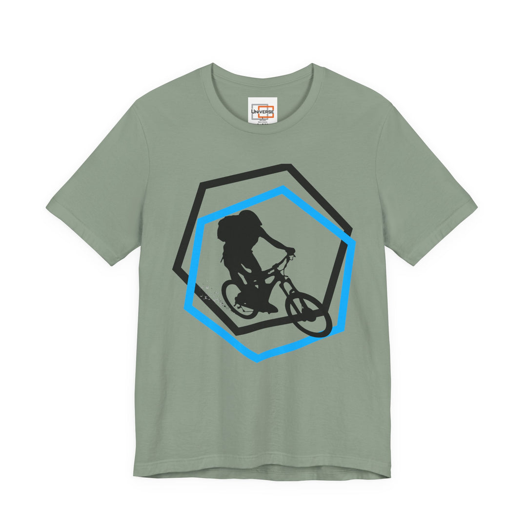 Minimal Mountain Biker Light — Unisex Graphic Tee | Universe