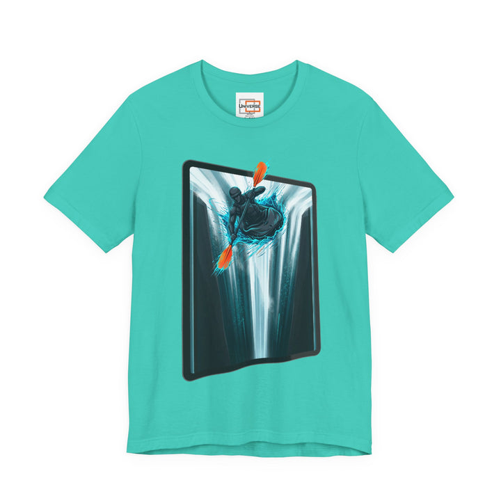 Kayak Waterfall Portal — Unisex Graphic Tee | Universe