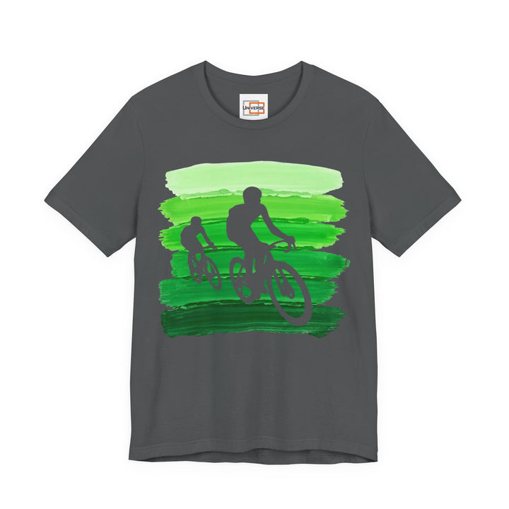 Vintage Cyclists Green Stripes — Unisex Graphic Tee | Universe