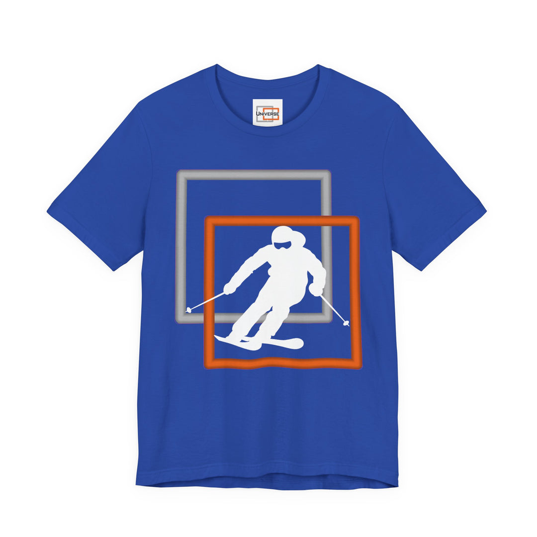 Minimal Downhill Skier Dark — Unisex Graphic Tee | Universe