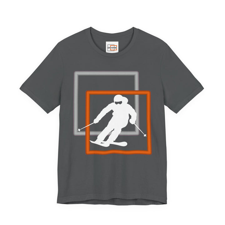Minimal Downhill Skier Dark — Unisex Graphic Tee | Universe