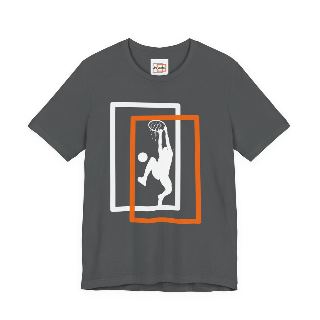 Minimal Basketball Dunk Dark — Unisex Graphic Tee | Universe