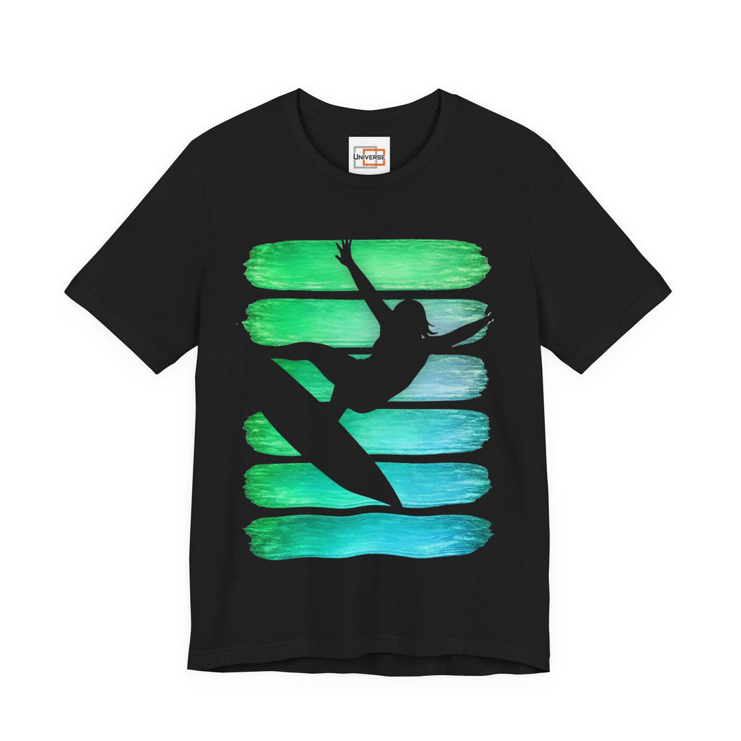 Vintage Surfer Girl Stripes — Unisex Graphic Tee | Universe