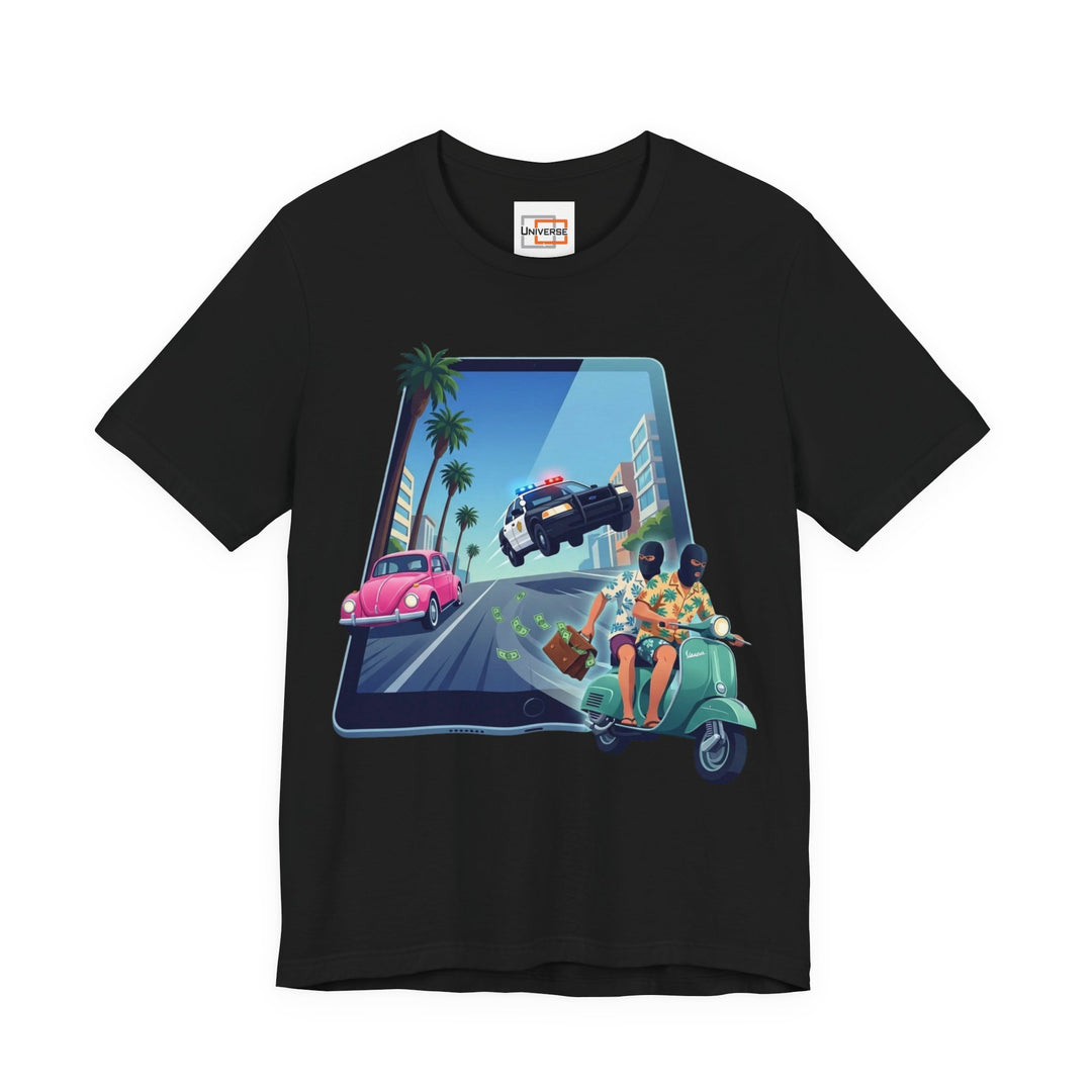 Vespa Heist Portal — Unisex Graphic Tee | Universe