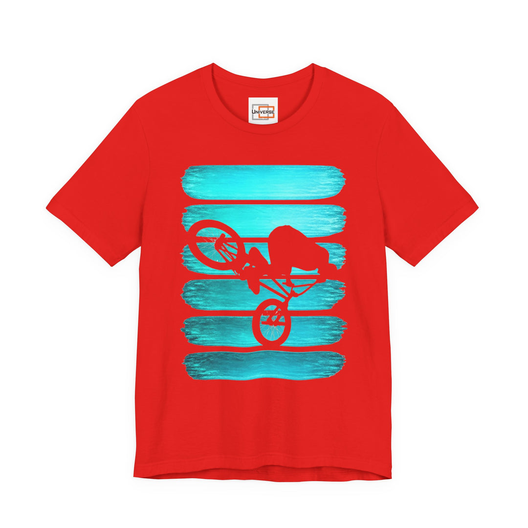 Vintage BMX Teal Stripes — Unisex Graphic Tee | Universe