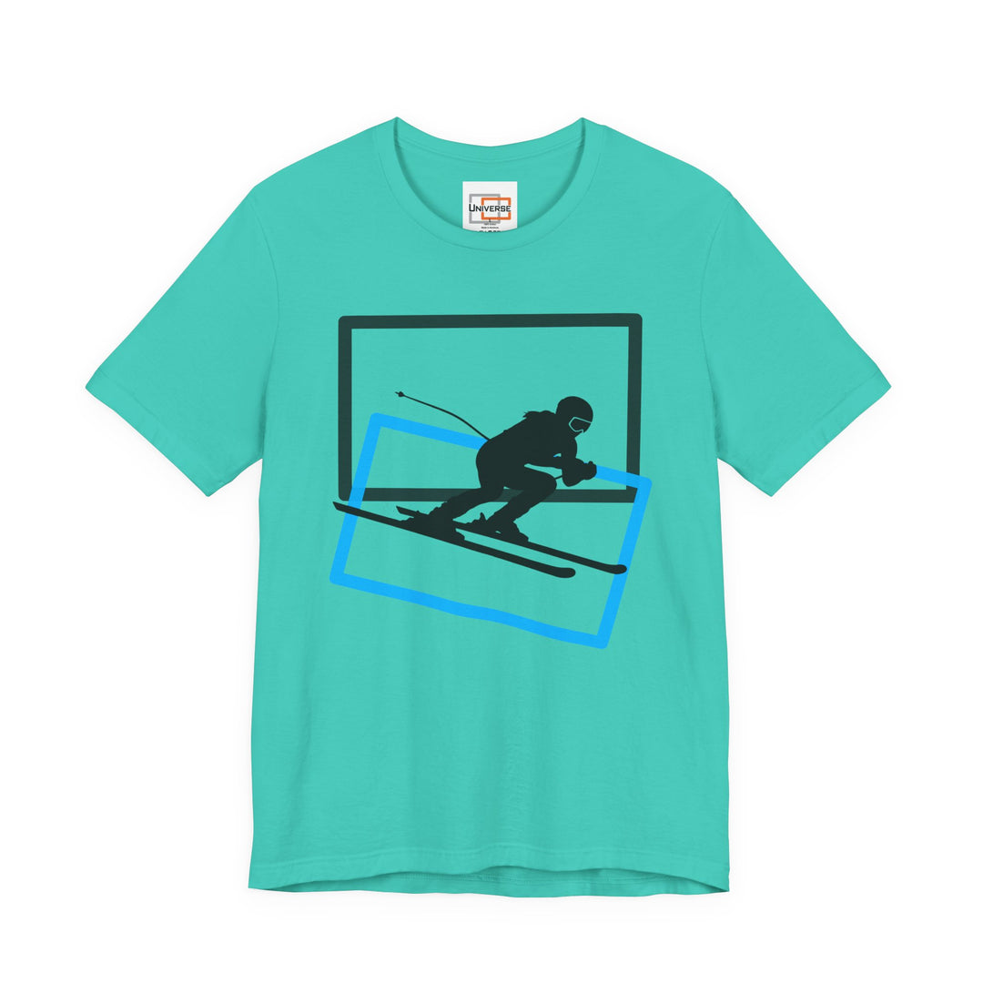 Minimal Downhill Skier Light— Unisex Graphic Tee | Universe