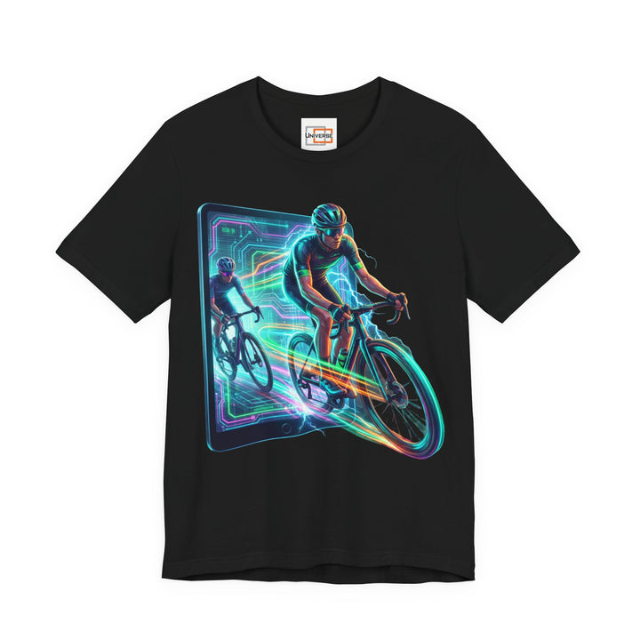 Neon Cyclist Portal— Unisex Graphic Tee | Universe