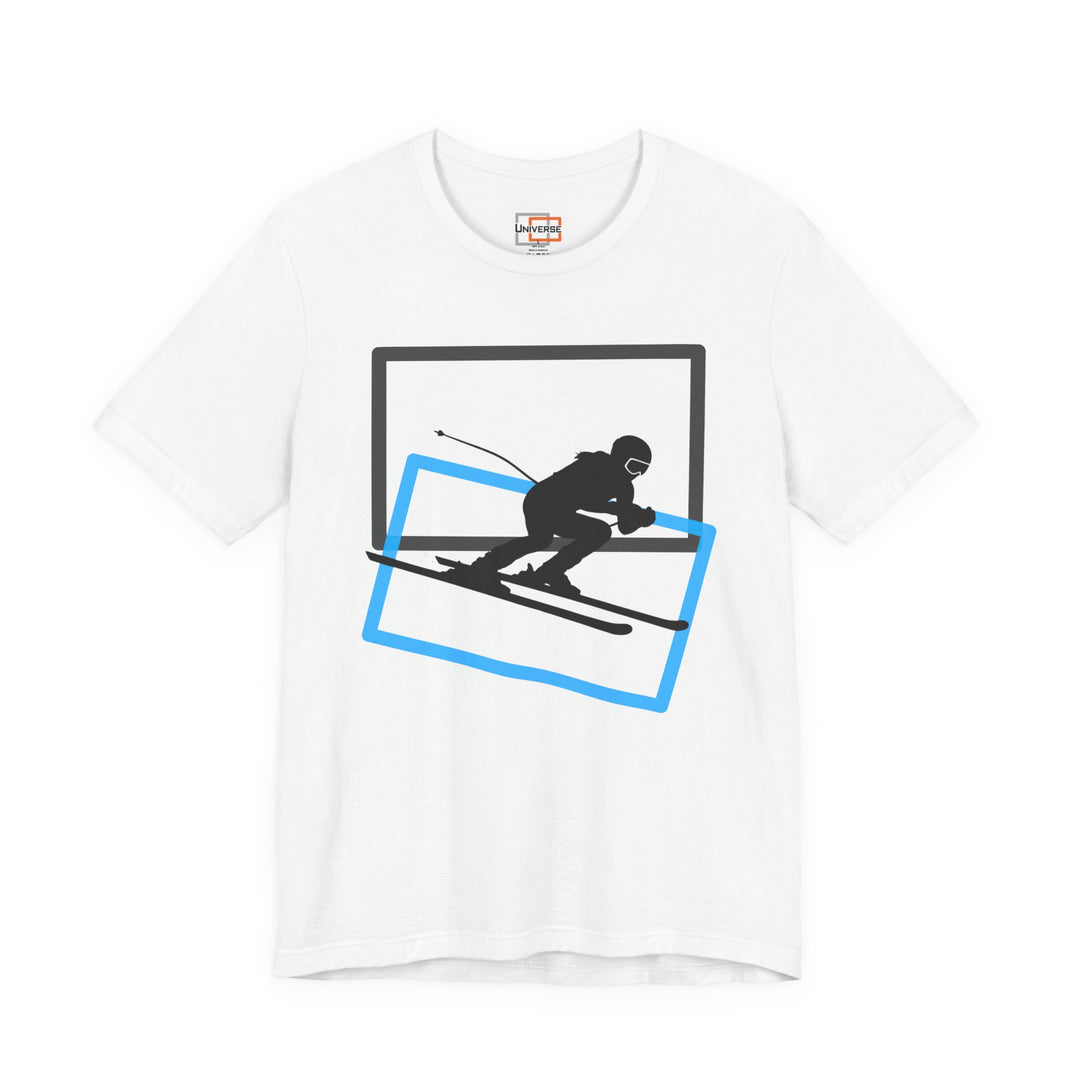 Minimal Downhill Skier Light— Unisex Graphic Tee | Universe