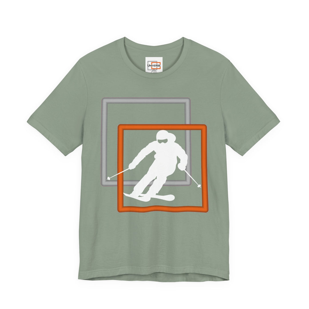 Minimal Downhill Skier Dark — Unisex Graphic Tee | Universe