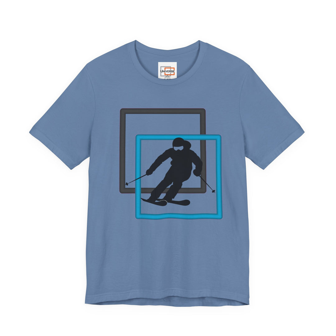 Minimal Downhill Skier Light— Unisex Graphic Tee | Universe