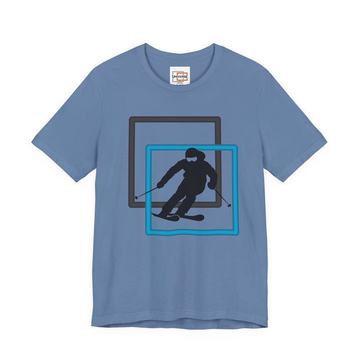 Minimal Downhill Skier Light— Unisex Graphic Tee | Universe