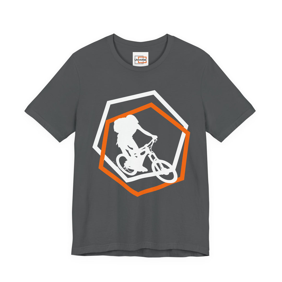 Minimal Mountain Biker Dark— Unisex Graphic Tee | Universe