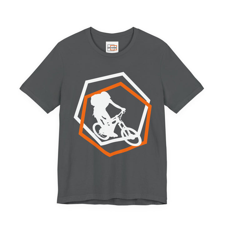Minimal Mountain Biker Dark— Unisex Graphic Tee | Universe