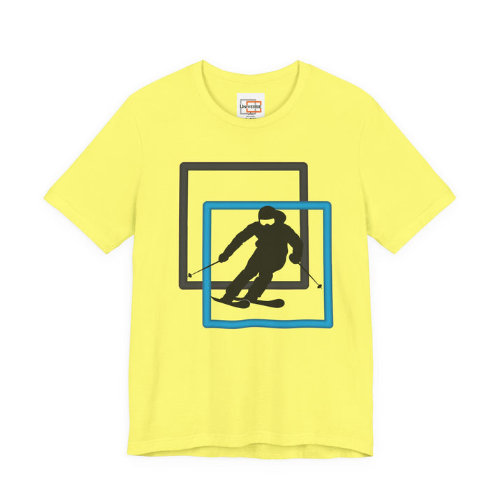 Minimal Downhill Skier Light— Unisex Graphic Tee | Universe