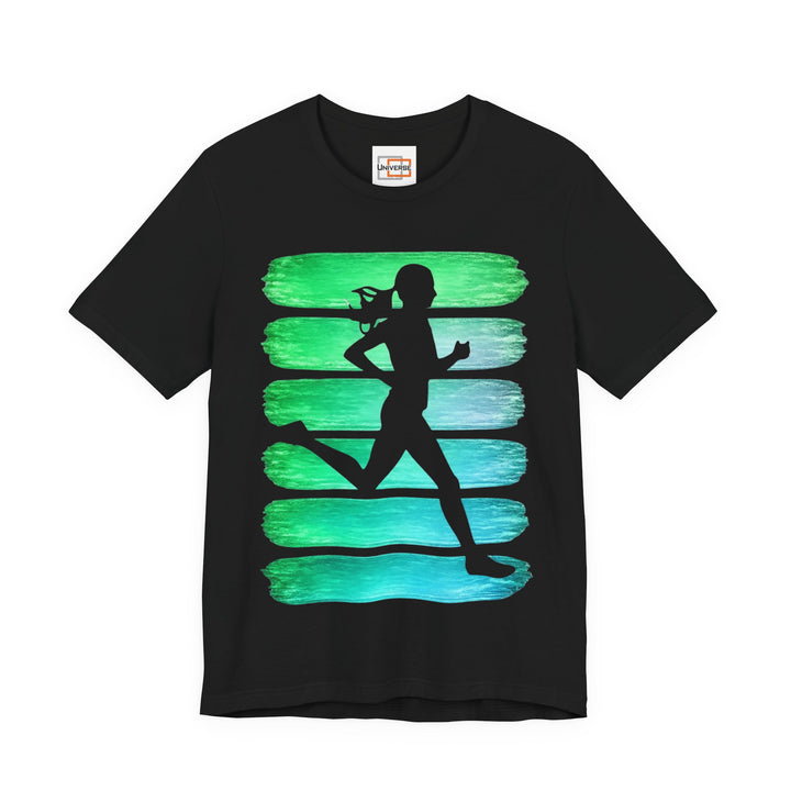 Vintage Runner Green Teal Stripes — Unisex Graphic Tee | Universe