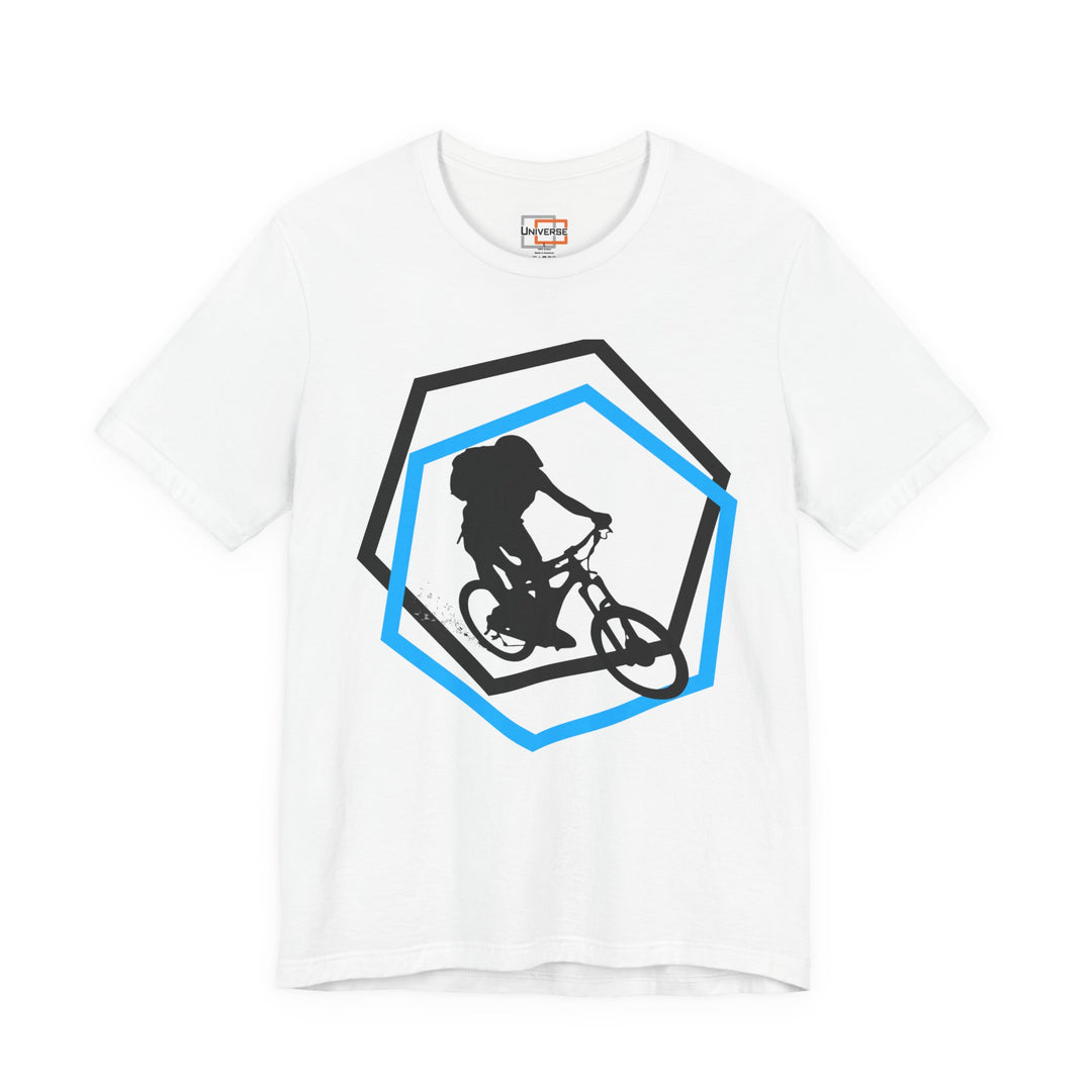 Minimal Mountain Biker Light — Unisex Graphic Tee | Universe