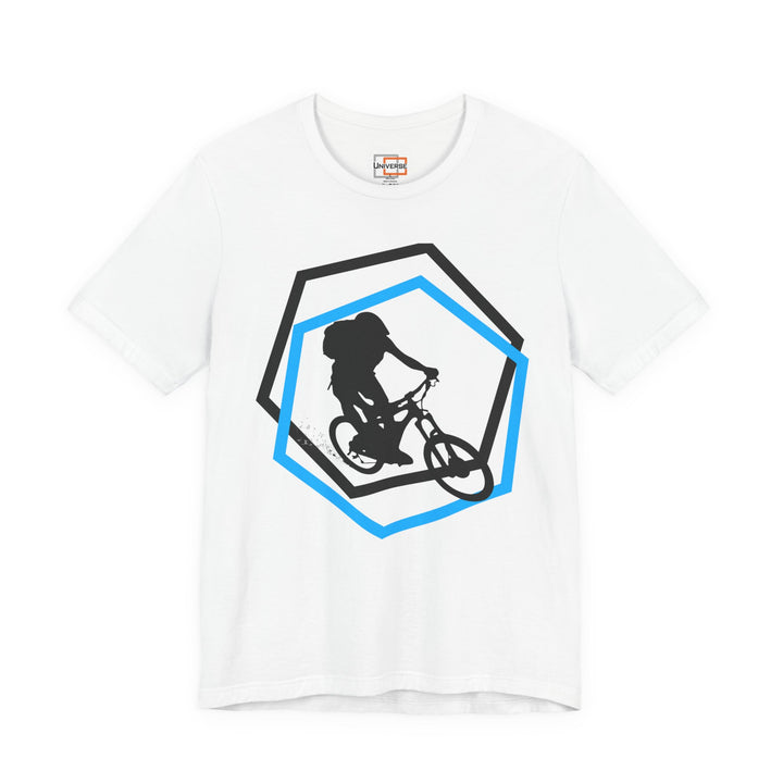Minimal Mountain Biker Light — Unisex Graphic Tee | Universe