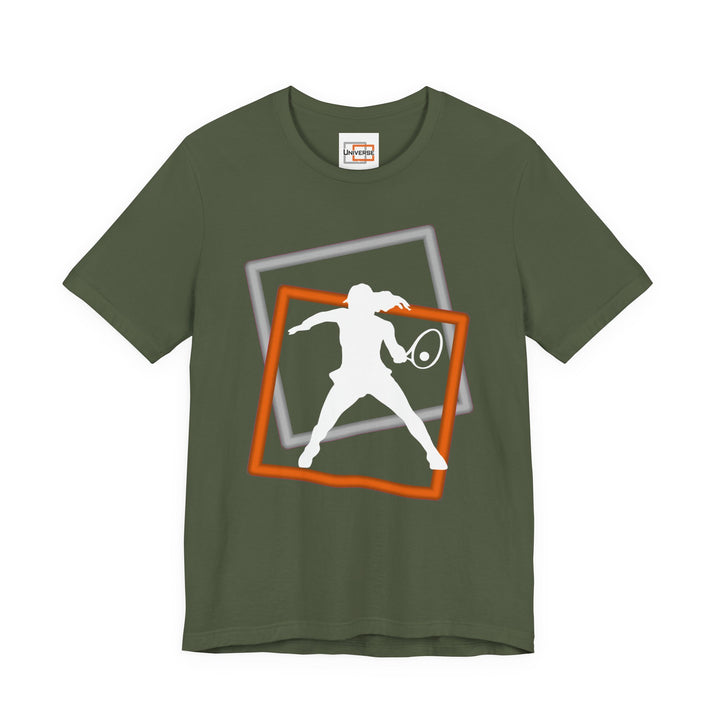 Minimal Tennis Woman Dark — Unisex Graphic Tee | Universe